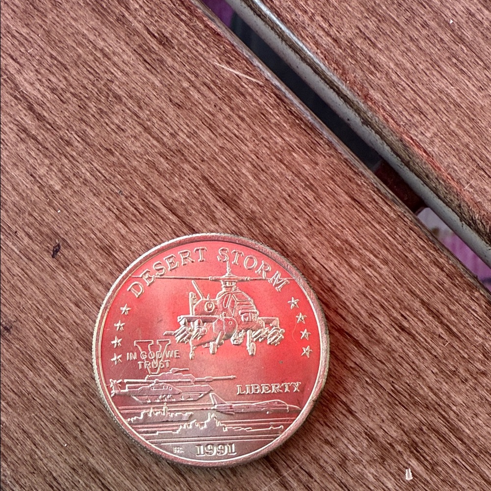 Desert Storm Commemorative Coin - Silver and Red